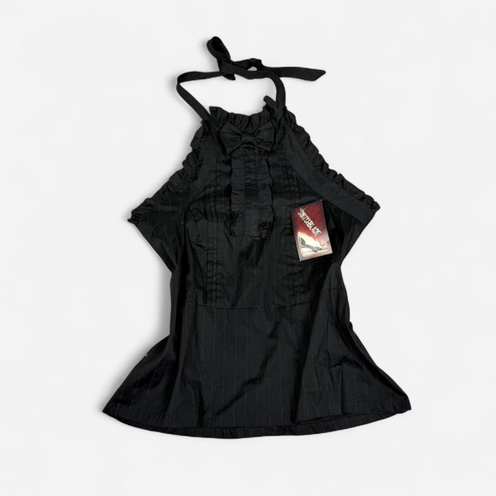 Deadstock NWT y2k Switchblade Stiletto black halter top blouse